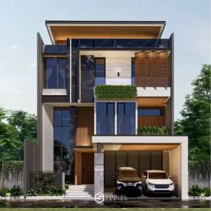 Desain Rumah Modern Tropis 3 Lantai Surabaya