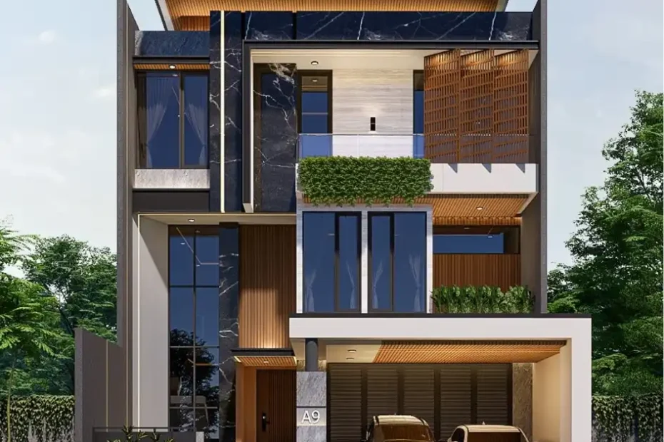 Desain Rumah Modern Tropis 3 Lantai Surabaya