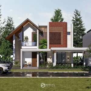 Desain Rumah Modern Tropis 2 Lantai