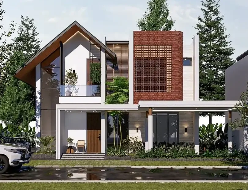 Desain Rumah Modern Tropis 2 Lantai