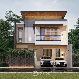 Desain Rumah Modern Tropis 2 Lantai Solo