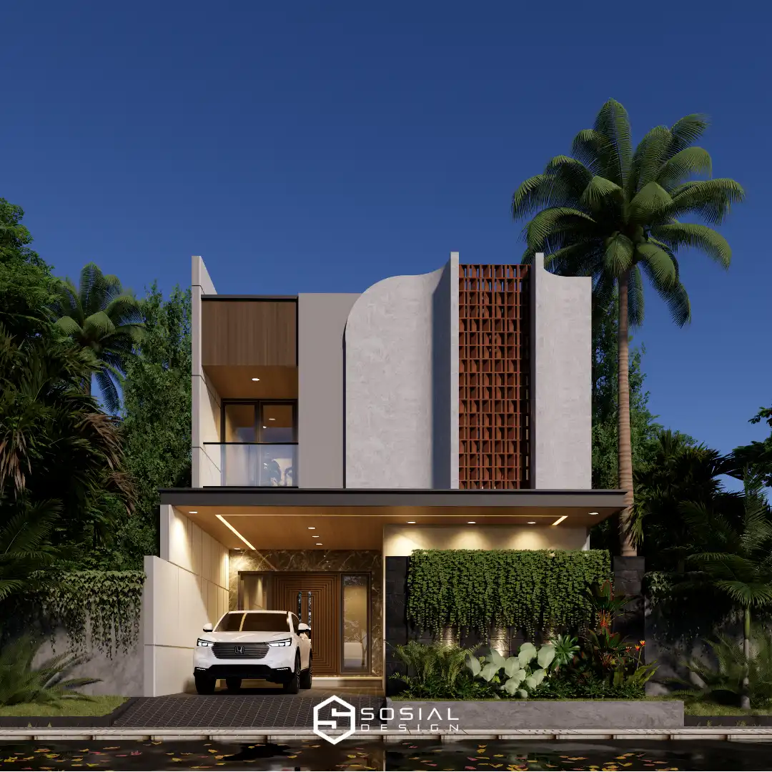 Desain Rumah Modern Tropis 2 Lantai Sidoarjo