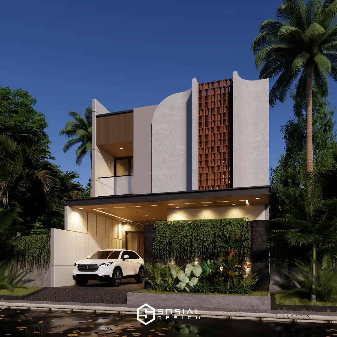 Desain Rumah Modern Tropis 2 Lantai Sidoarjo