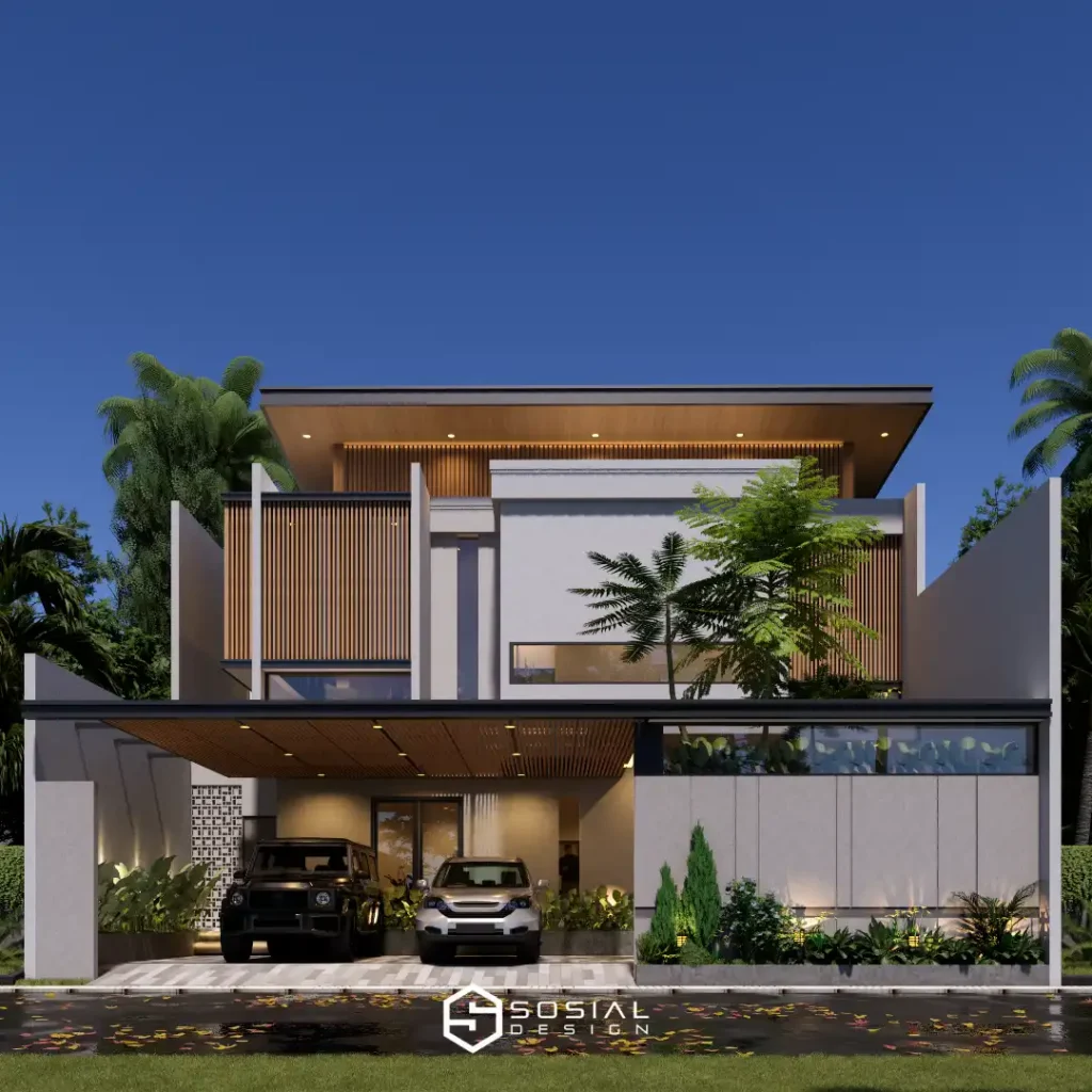 desain rumah tropis modern 2 lantai