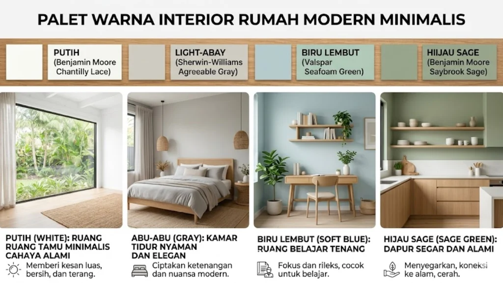 palet warna interior rumah yang menunjukkan berbagai fungsi warna dalam desain rumah