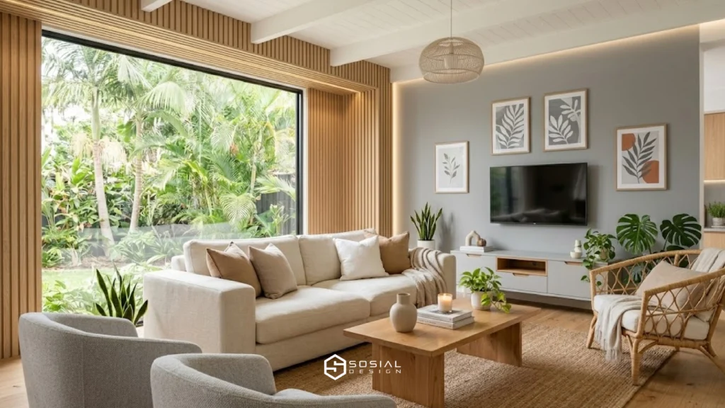 interior rumah modern dengan kombinasi warna harmonis yang menunjukkan manfaat warna dalam desain rumah