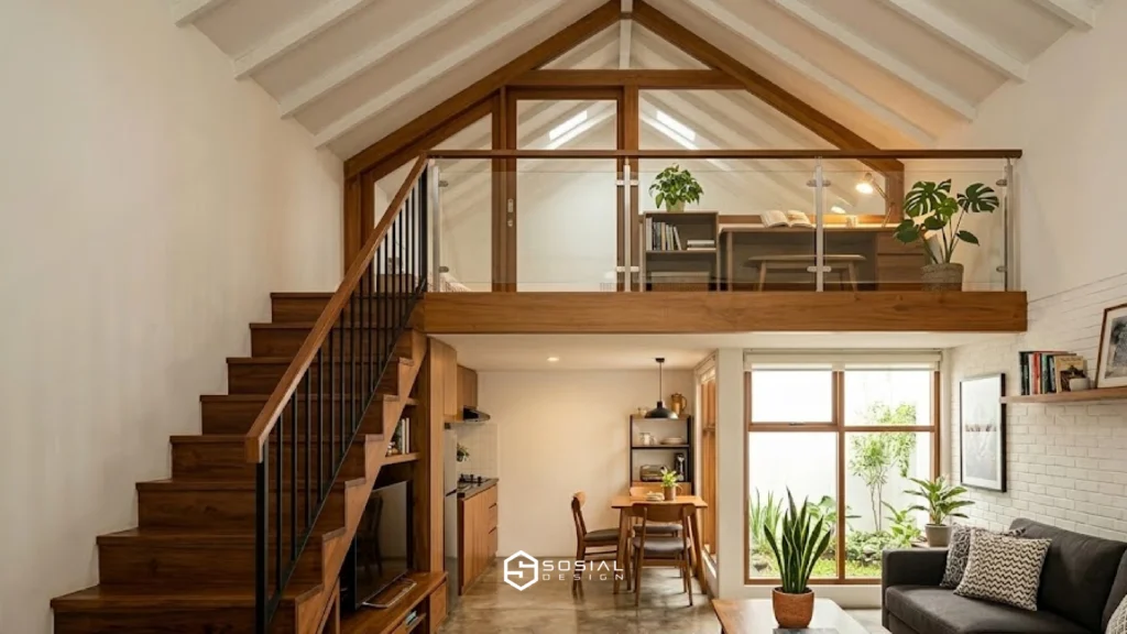 mezzanine rumah cerah,hangat