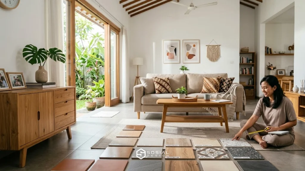 contoh berbagai jenis keramik lantai untuk ruang tamu modern