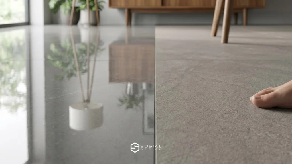 perbandingan macam macam keramik lantai glossy dan matte