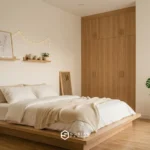 kamar aesthetic ala korea bernuansa putih krem dengan pencahayaan natural