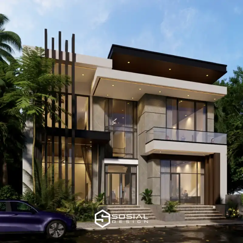 desain rumah modern kontemporer 2 lantai Jakarta Selatan