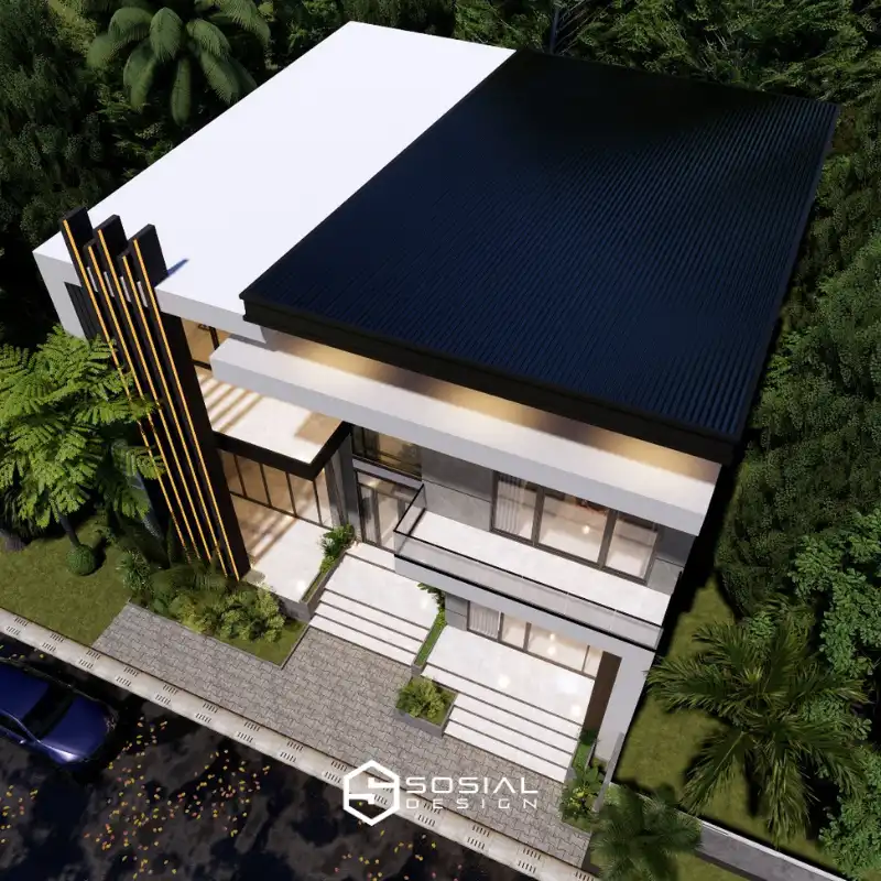 desain rumah modern kontemporer 2 lantai Jakarta Selatan
