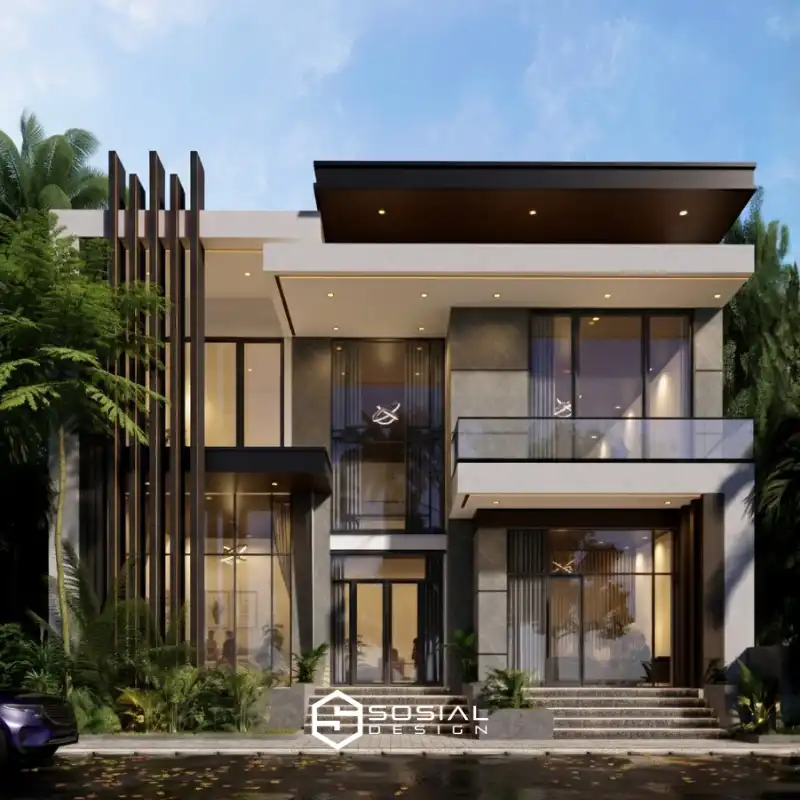 desain rumah modern kontemporer 2 lantai Jakarta Selatan